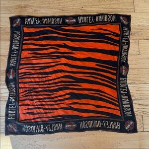 Vintage 1998 Harley-Davidson Striped Orange and Black Bandana